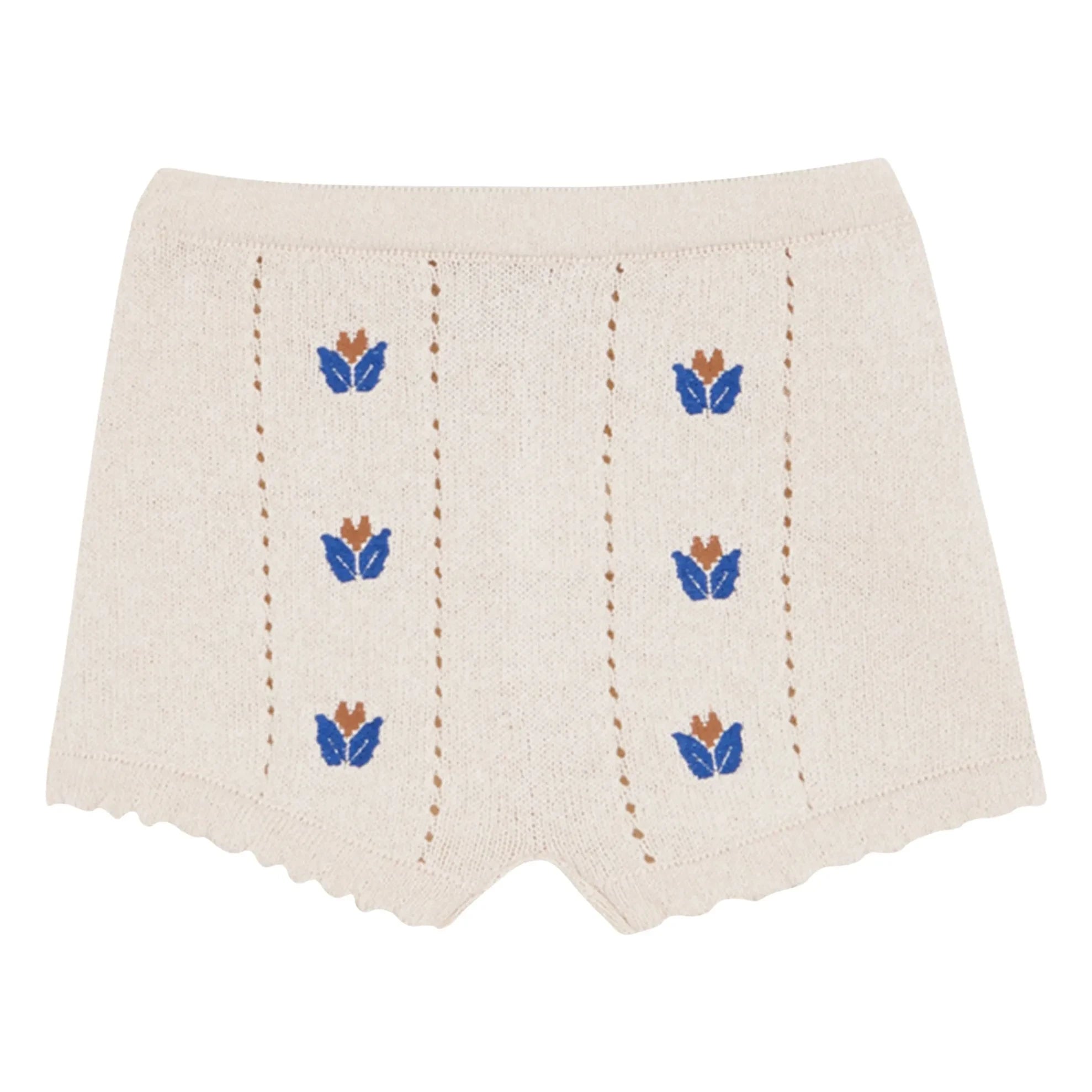 birinit - Bestickte Shorts aus Feinripp | Elfenbein