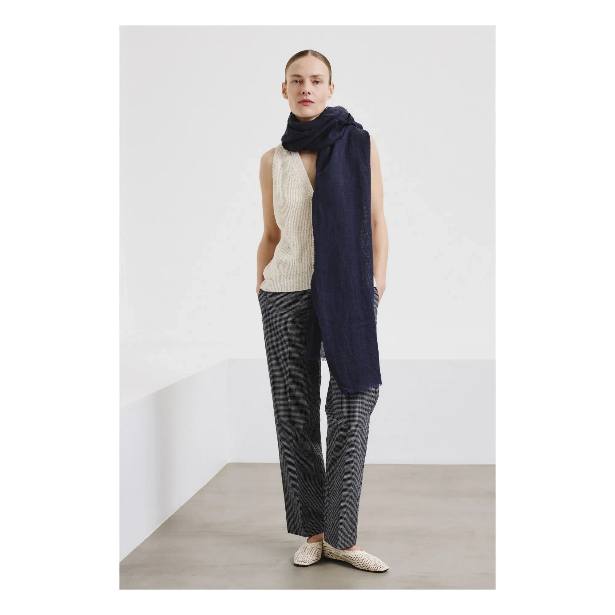 Pomandère - Baumwoll- und Leinenstrickjacke | Creme