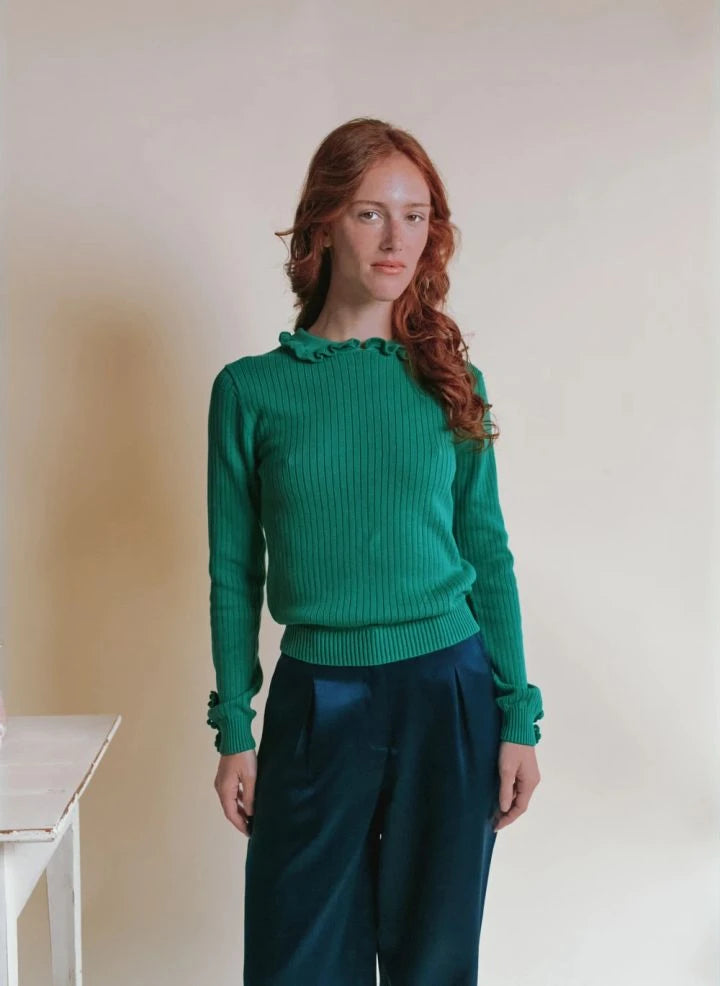 Emile et Ida - Eliane Häkelpullover | Olivengrün
