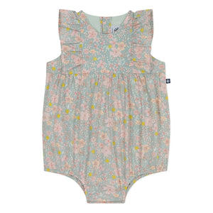Petit Bateau - Strampler aus Bio-Baumwollpopeline mit Blumenmuster | Graublau