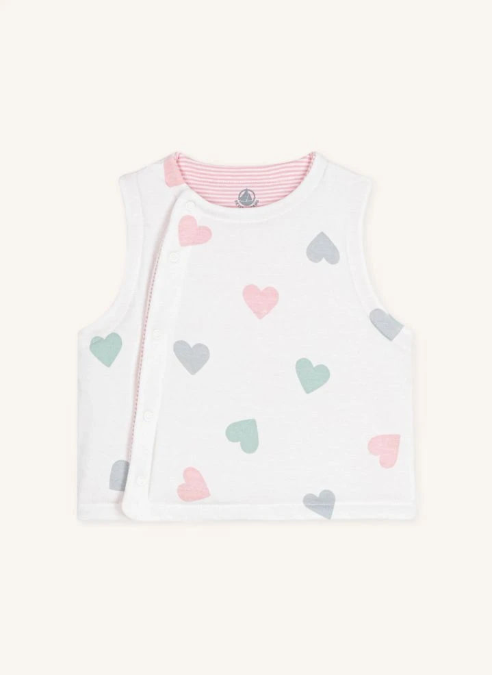 Petit Bateau - Ärmellose Weste aus Bio-Baumwolle mit Herz | Weiß