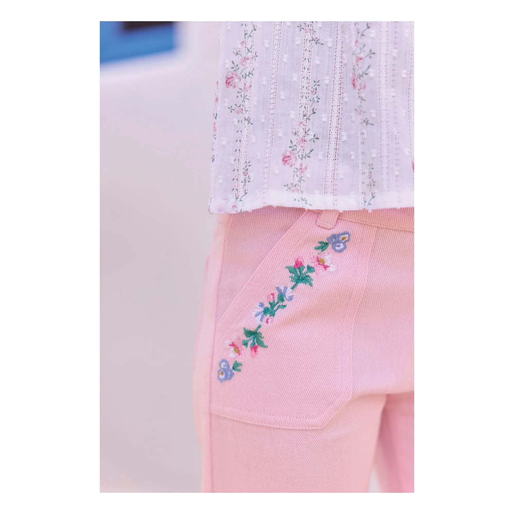 Tartine et Chocolat - Bestickte Hose mit Taschen | Puderrosa