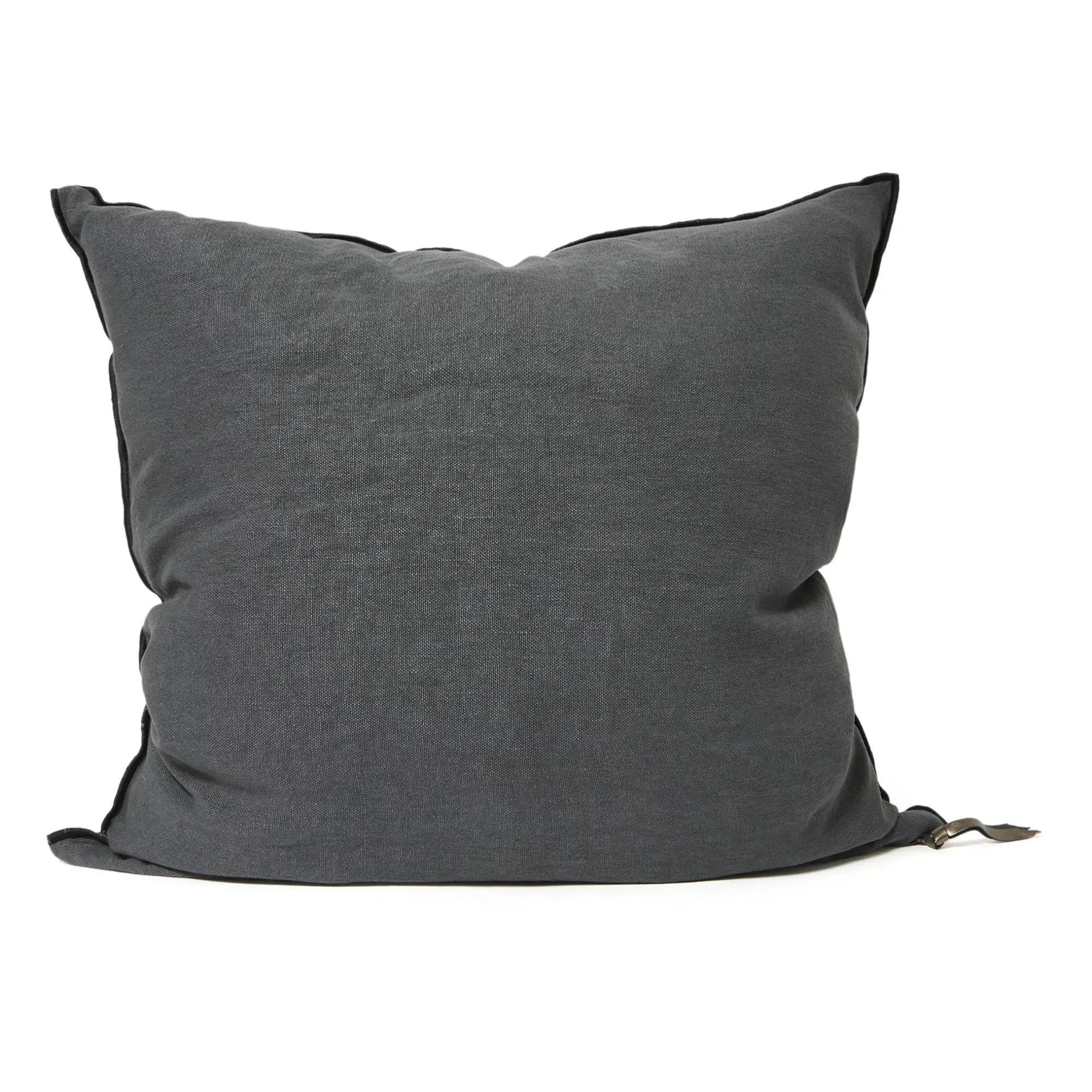 Maison de Vacances - Vice Versa Black Line Stone Washed Leinen Kissen | Kohle