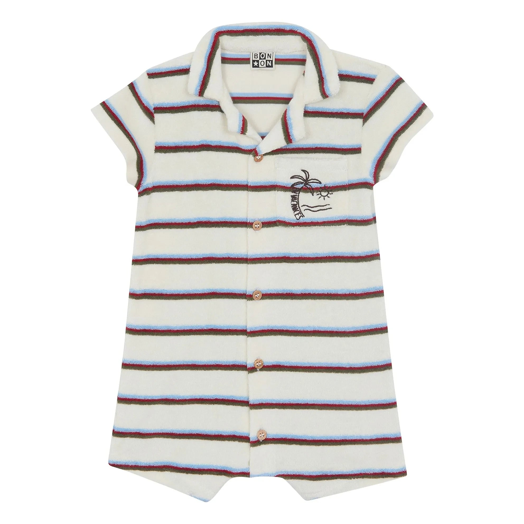 Bonton – Lilo Gestreifter Frottee-Playsuit | Elfenbein