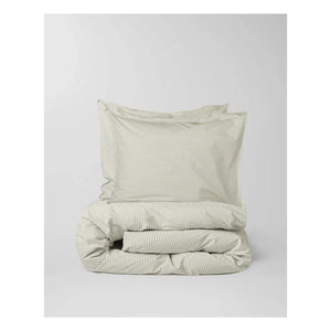 Suite 702 - Gestreifter Bettbezug aus Bio-Perkal – Olive-Creme | Olive