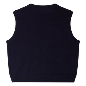 Bonpoint - Maelle Wollpullover mit Kirschmuster, ärmellos | Marineblau