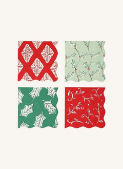 Meri Meri - Blockdruck Weihnachtsservietten - 16er Set