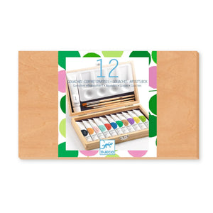Djeco - Künstlerbox Set - 12 Gouachefarben