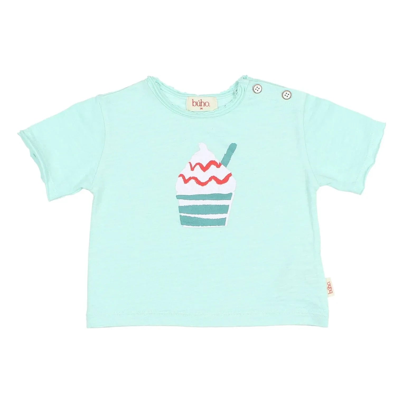 Búho - Bio-Baumwoll-T-Shirt mit Eiscreme-Print | Aqua
