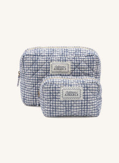 Editions Aimable - Tuscany Pflege Tasche | Blau Vichy Baumwolle