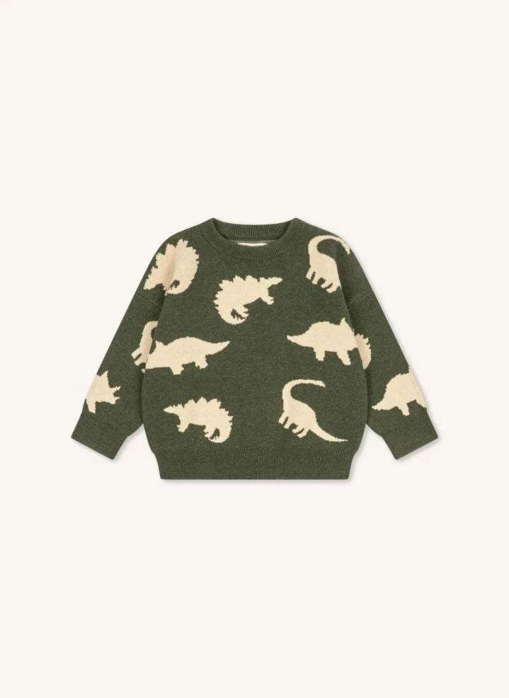 Konges Sløjd - Lapis Dinosaurier Wollpullover | Grün