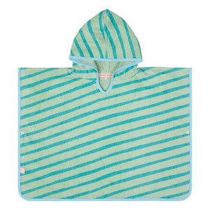 Jera Mini - Gestreifter Handtuch-Poncho | Grün