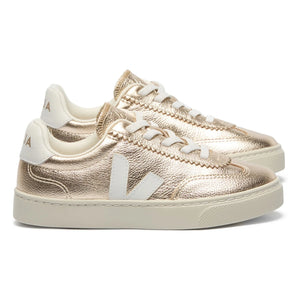 Veja - V-10 Leder Volley Sneaker mit elastischen Schnürsenkeln | Gold