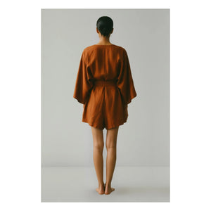 Vanessa Sposi - Leinen-Overall La Bouffante | Schokolade