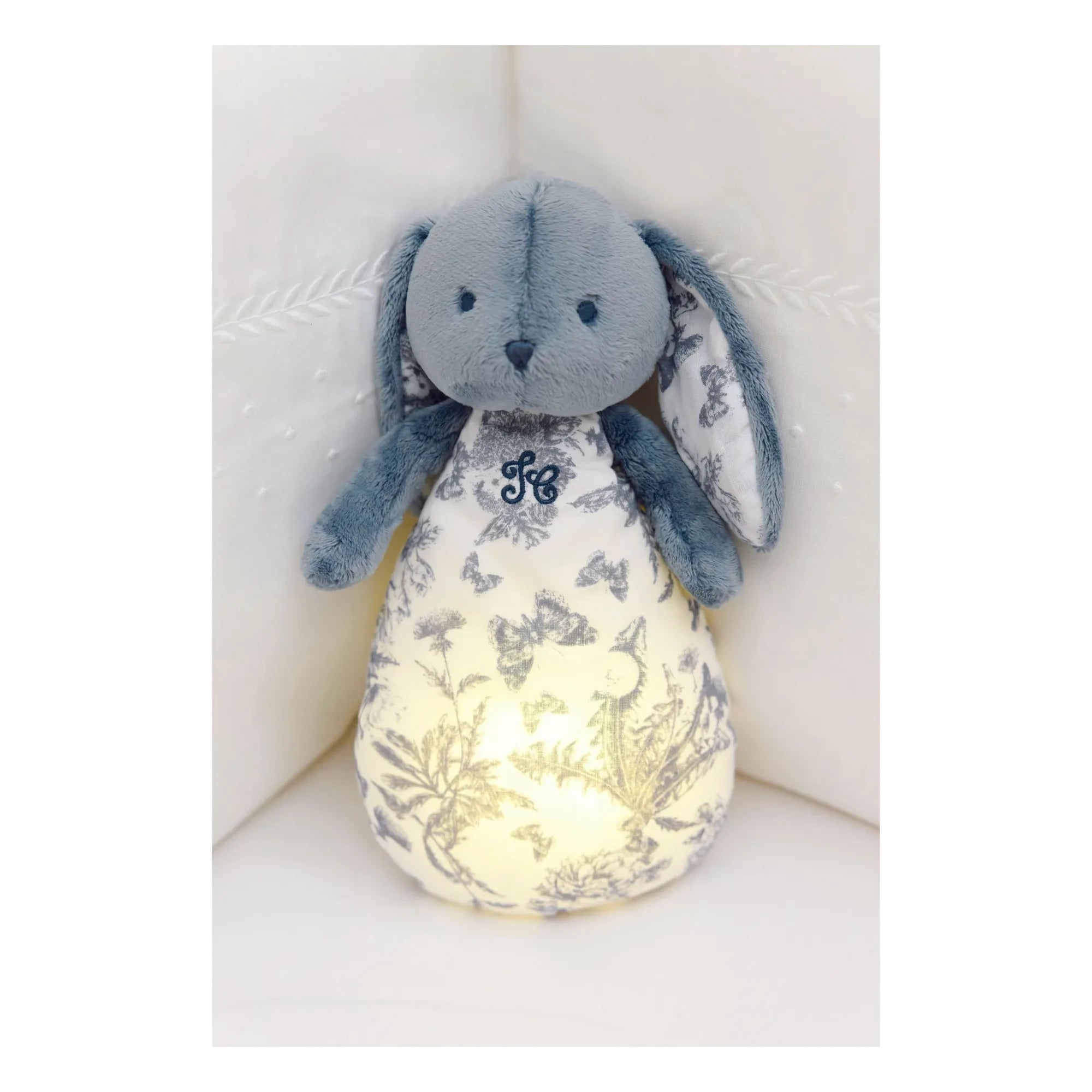 Tartine et Chocolat - Doudou Nachtlicht Augustin das Kaninchen Toile de Jouy | Blau