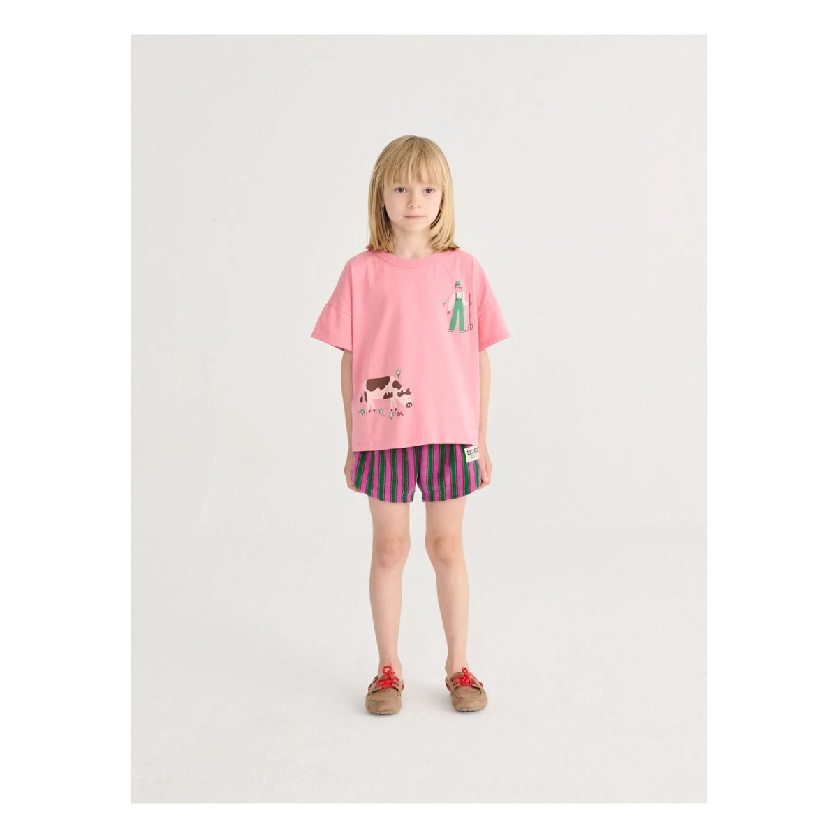 Bobo Choses - Gestreifte Frottee-Shorts | Grün