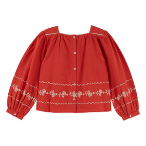 Emile et Ida - Organische Baumwollbluse mit Stickerei | Ziegelrot