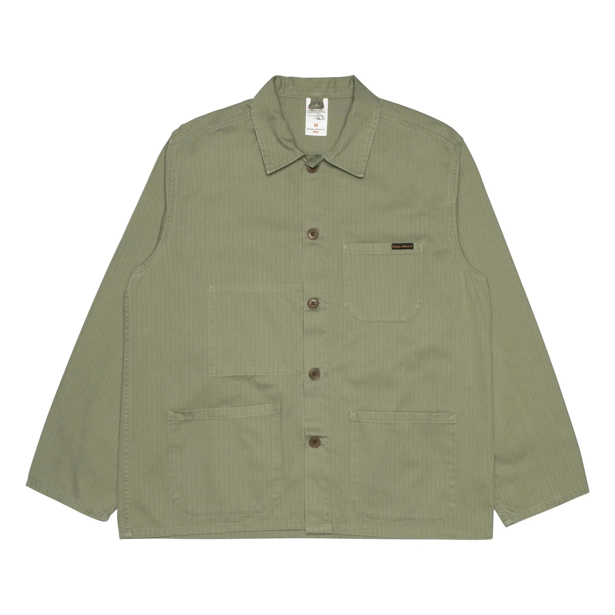 Nudie Jeans - Buddy Chore Overshirt in Fischgrätmuster | Khaki