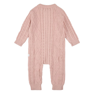 Petit Lem - Organische Baumwolle Blumenmuster Strickanzug | Rosa