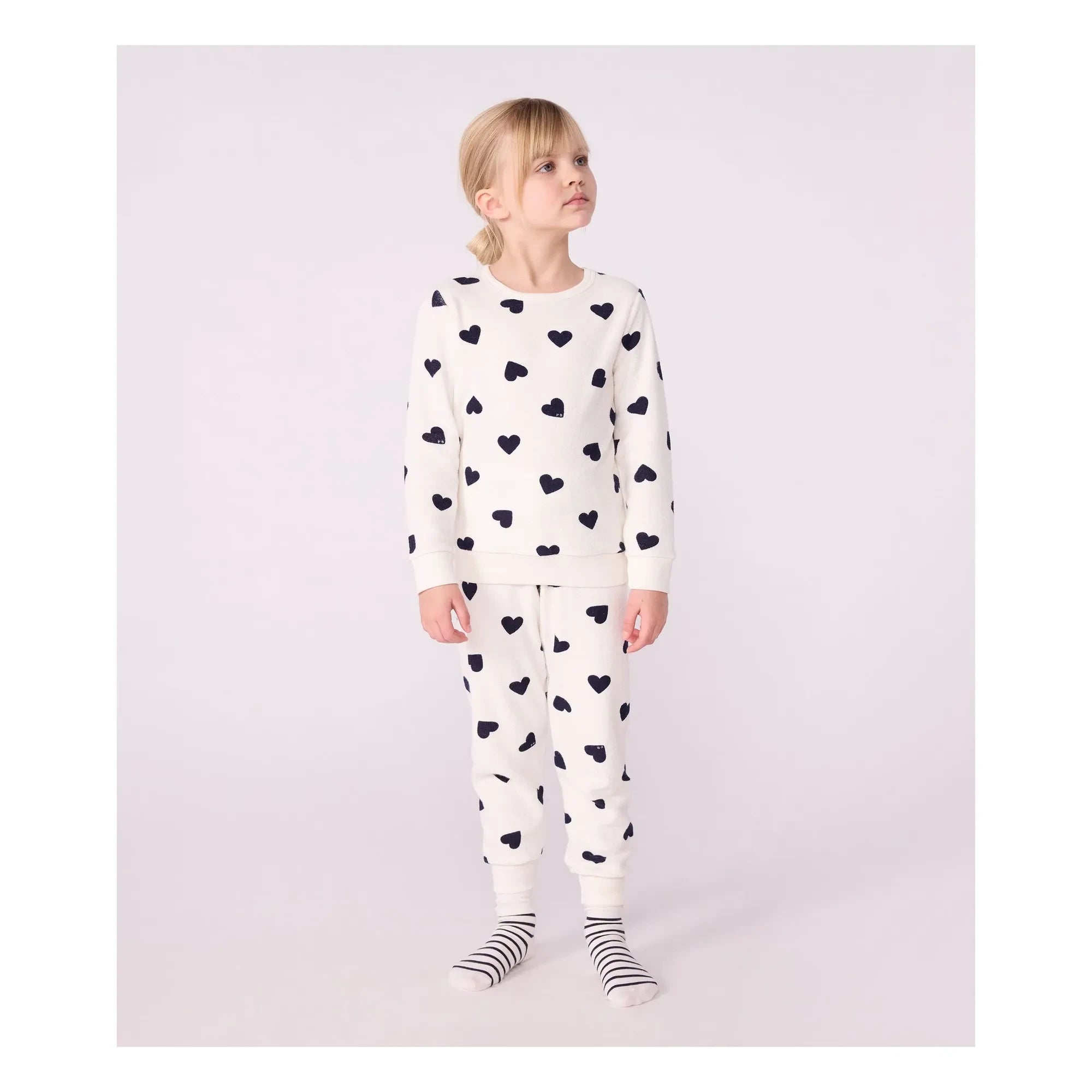 Petit Bateau - Herzprint Modal Pyjama | Ecru