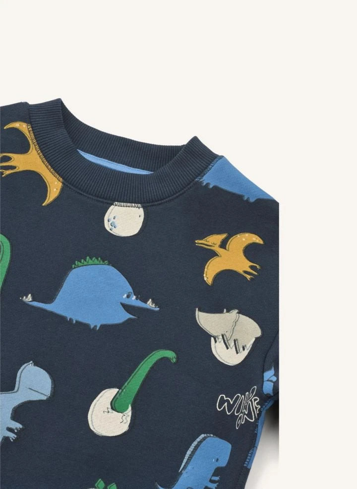 Liewood - Ridley Dinosaurer Bio-Baumwoll-Sweatshirt | Marineblau