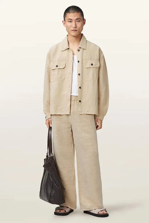 AllSaints erkek keten gömlek KORTEN