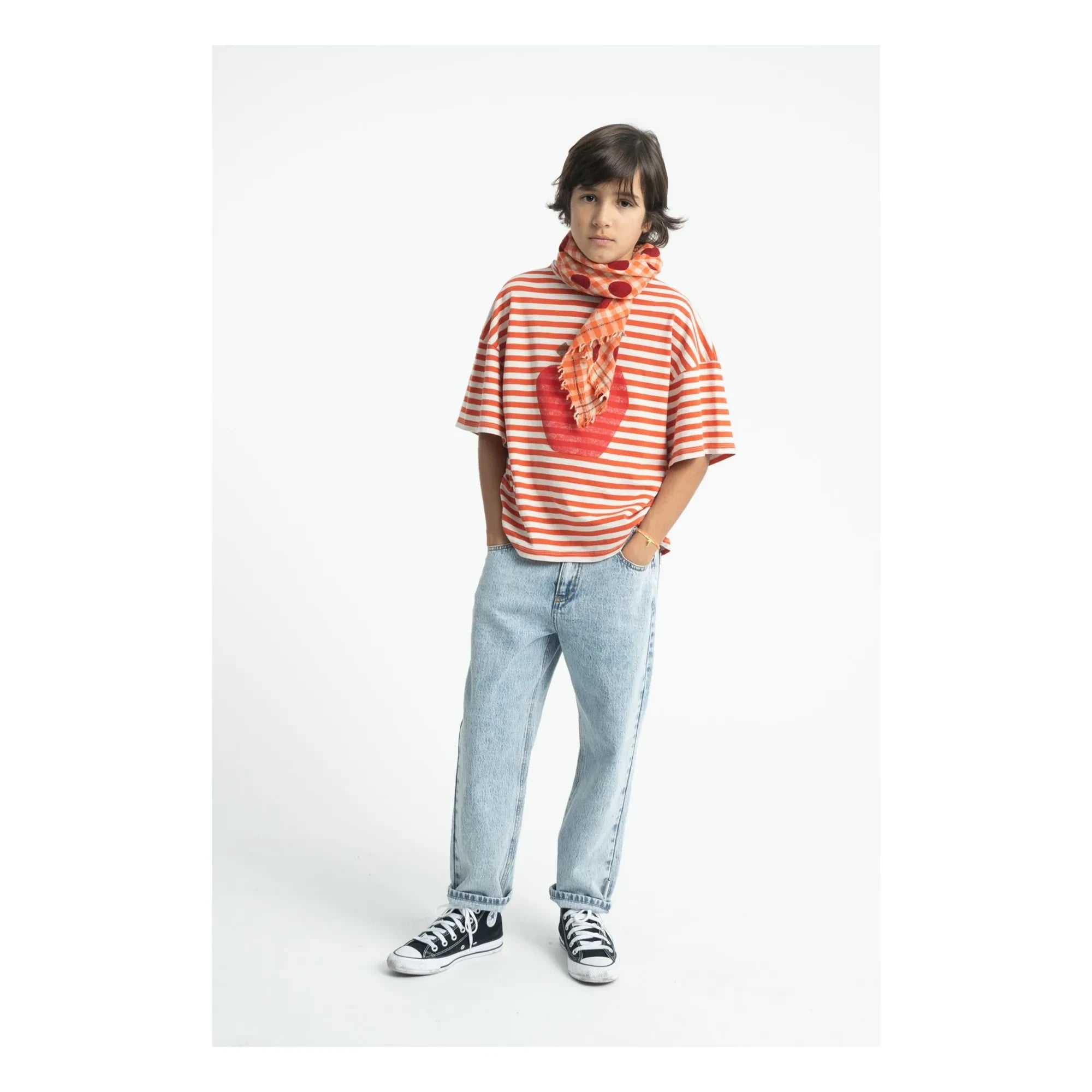 Piupiuchick - The Lunch Club Gestreiftes T-Shirt | Orange