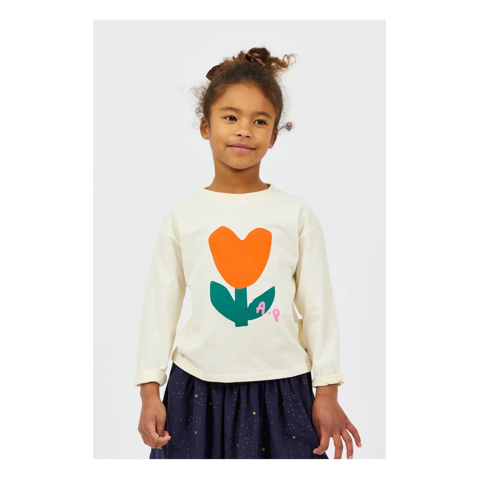 Arsène et Les Pipelettes - T-Shirt aus Bio-Baumwolle mit Blumenmuster | Ecru