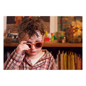 Grech & Co – Klassische Vichy Polarisierte Sonnenbrille aus Naturfaser | Blassrot