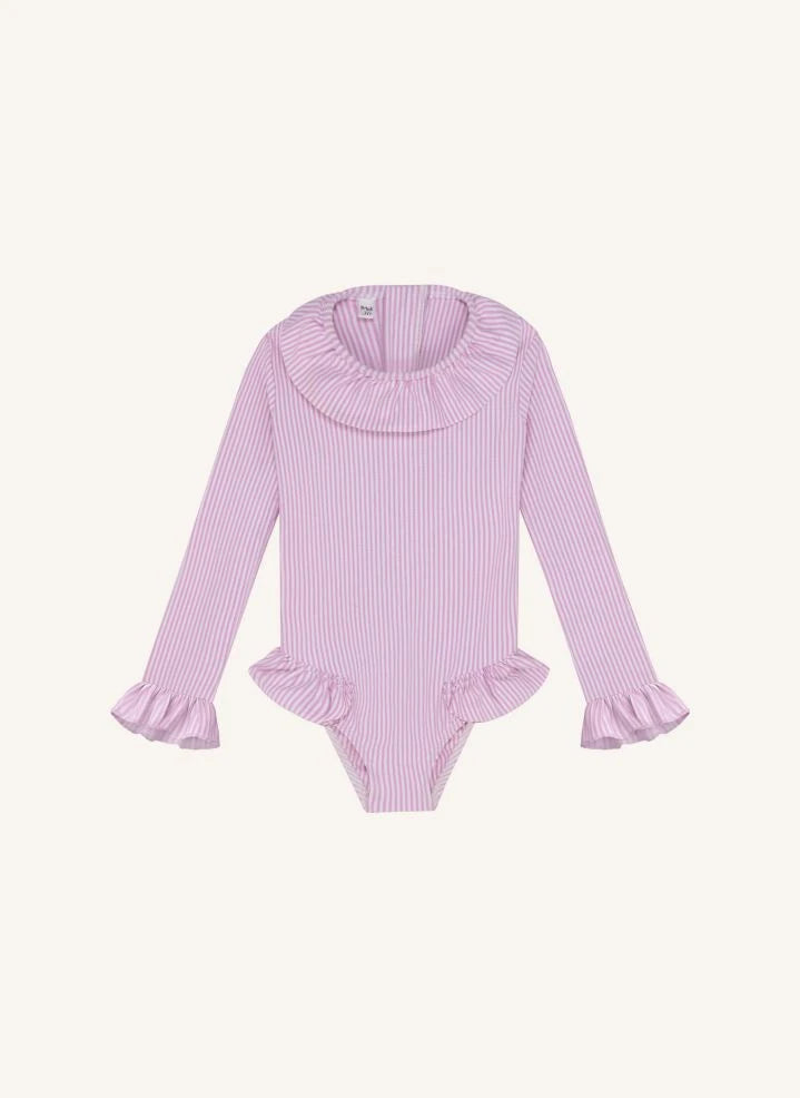 Lison Paris - Gestreifter Marshmallow-Einteiler | Rosa
