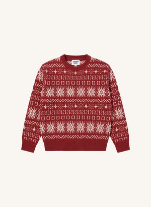 Hundred Pieces - Mika Jacquard Merinowolle Pullover | Dunkelrot