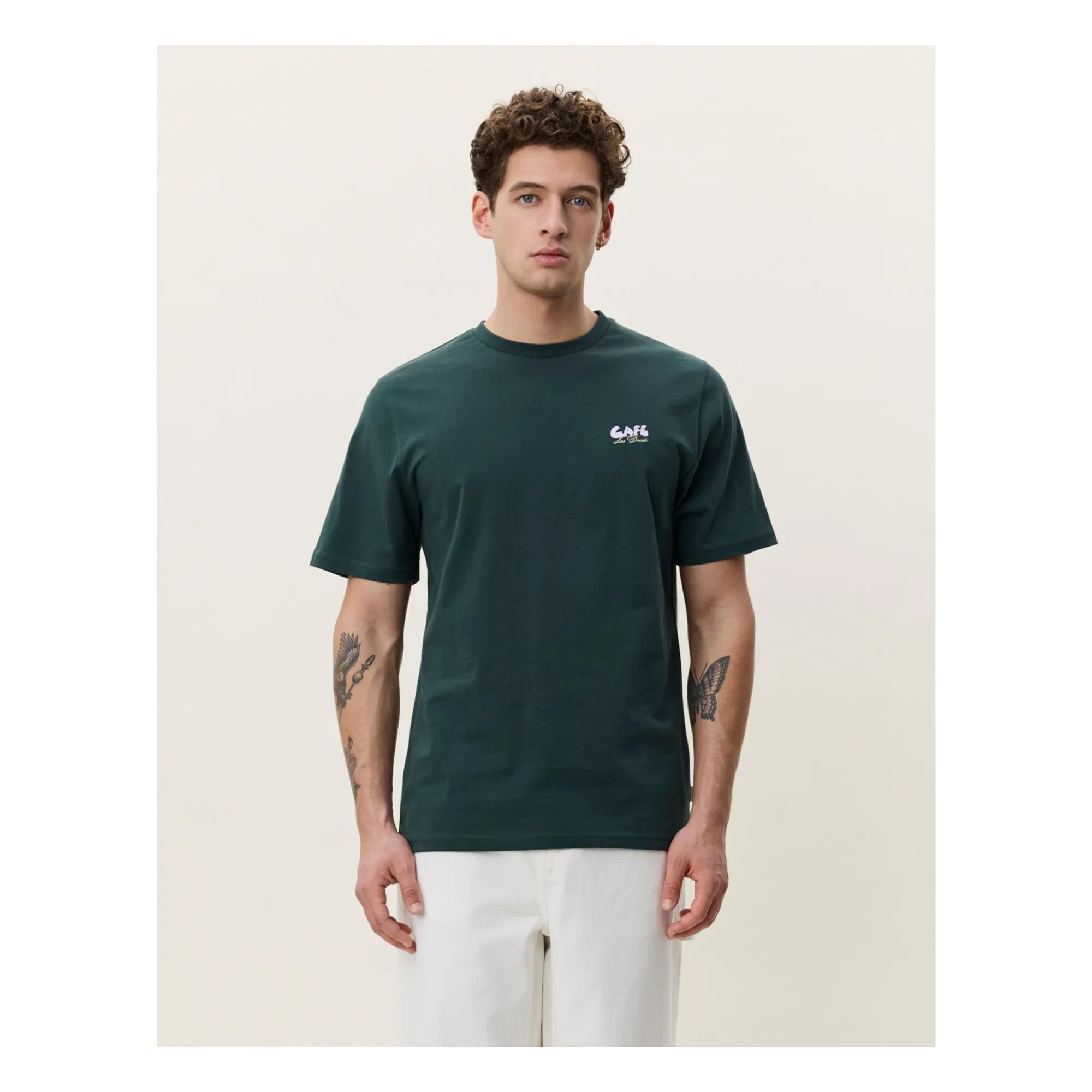 Les Deux - T-Shirt Café | Dunkelgrün
