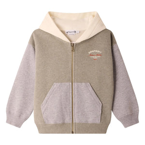 Bonpoint - Elroy Kapuzenpullover mit Reißverschluss aus Bio-Baumwolle (Chiné) | Khaki