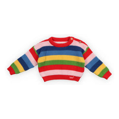 the new society - Canela Gestreifter Pullover aus Bio-Baumwolle | Rot