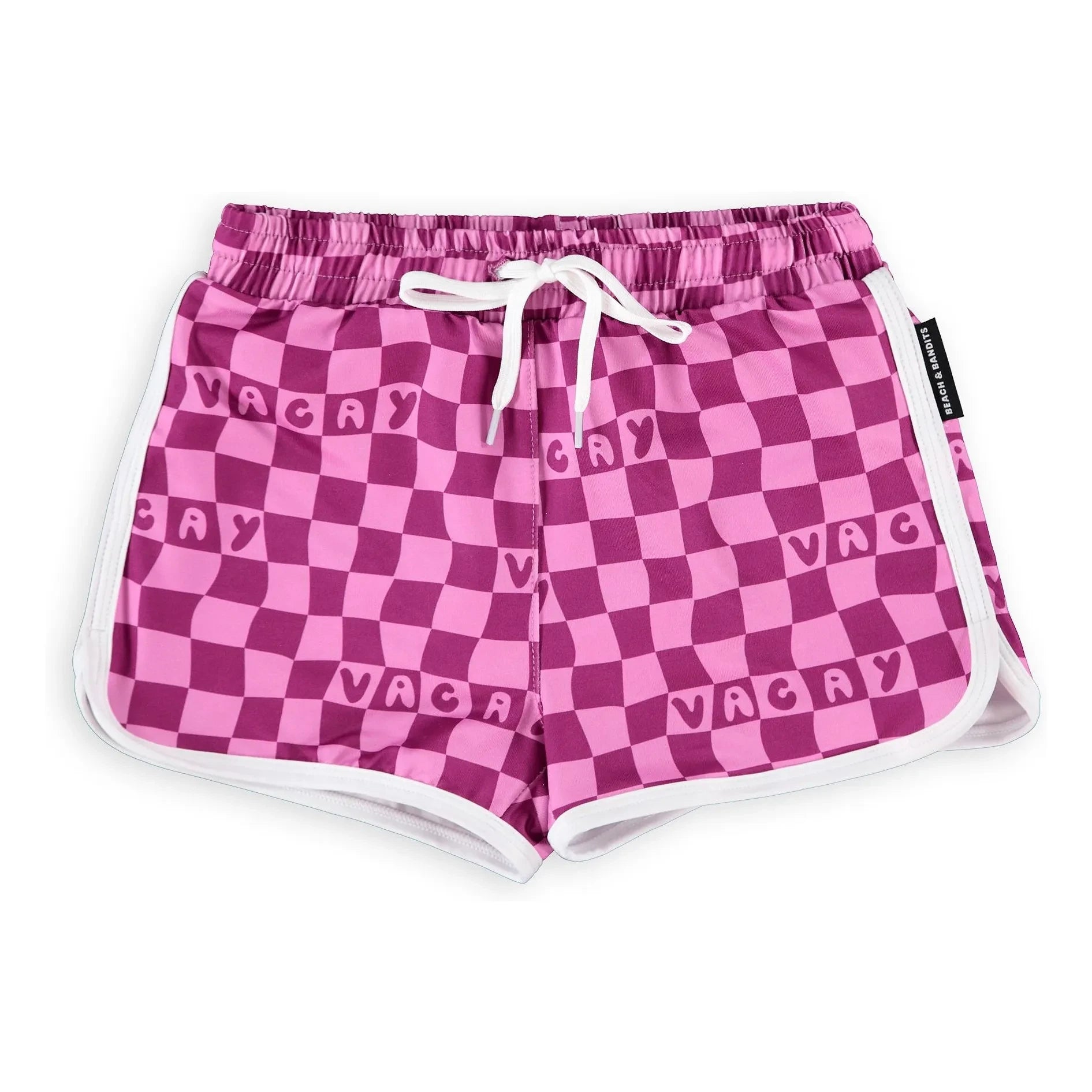 Beach & Bandits - Karierte Badehose aus recycelten Fasern mit UV-Schutz | Fuchsie