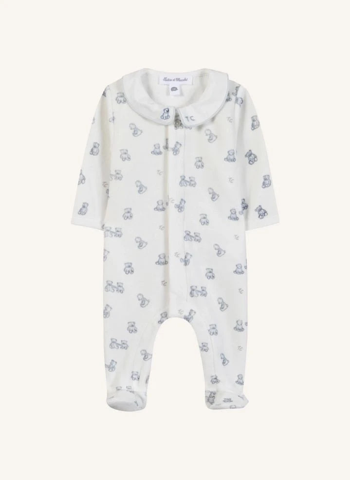 Tartine et Chocolat - Teddy Bear Pyjama mit Claudine-Kragen | Ecru