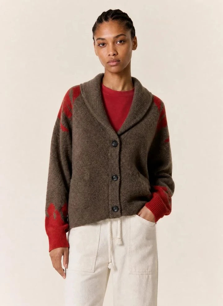 Leon & Harper - Mario Alpaca Flames Strickjacke | Braun