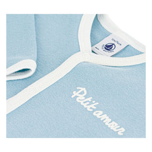 Petit Bateau – Schlafanzug Petit Amour aus Bio-Baumwolle | Grau blau