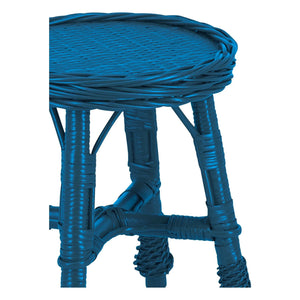 House of Capricorn - Furnas gewebter Bast-Hocker | Blau