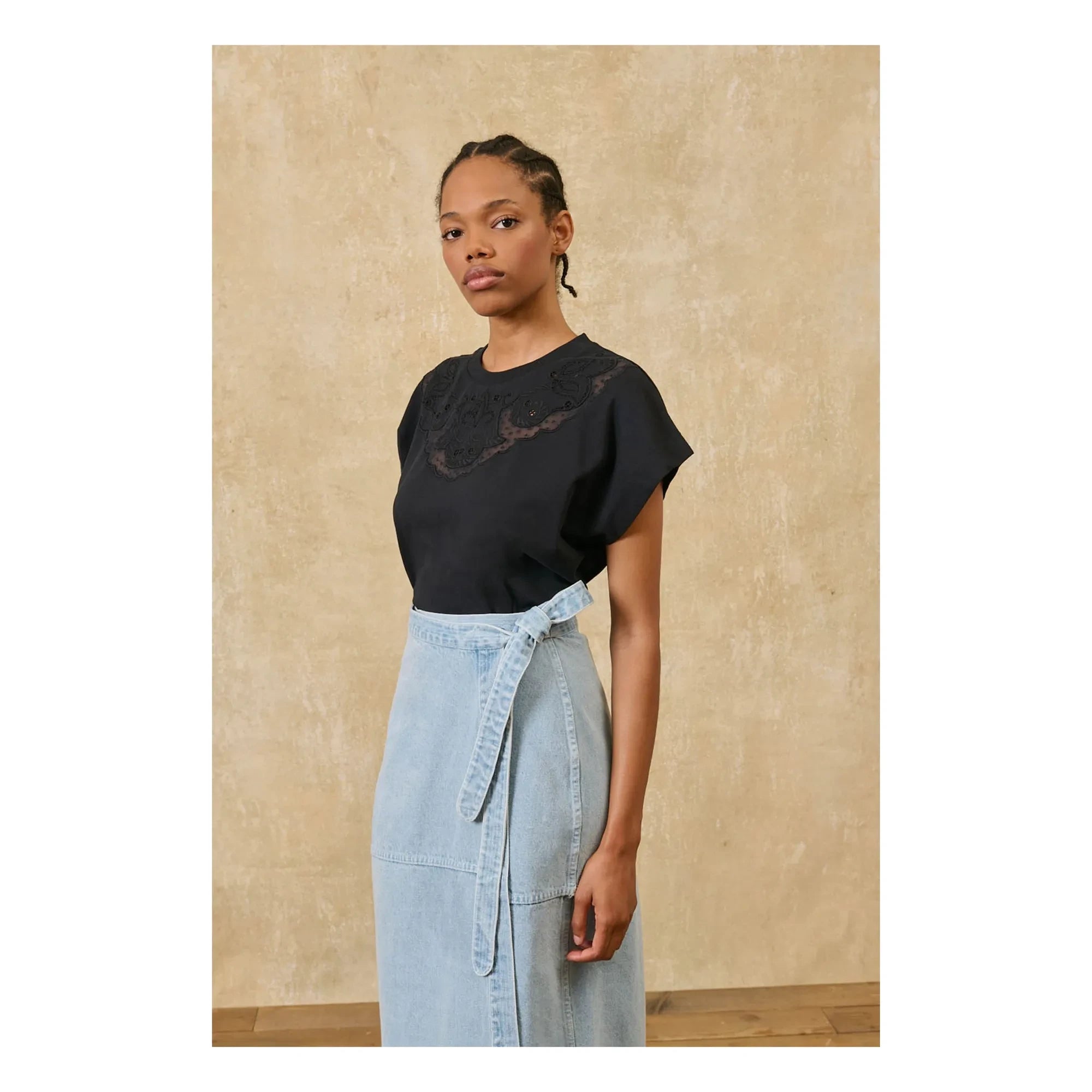 Louise Misha - Astralys Baumwoll-T-Shirt | Schwarz