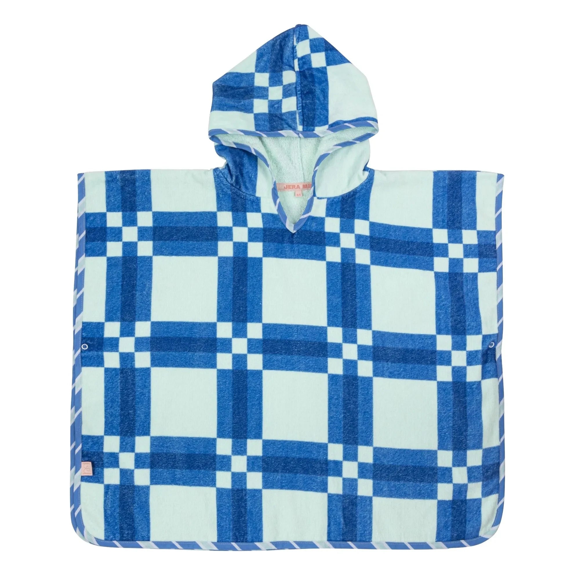 Jera Mini - Kariertes Handtuch-Poncho | Blau