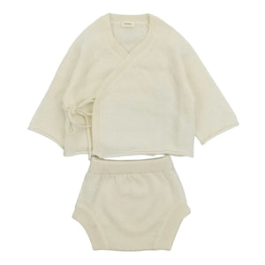 My Little Freckle - Bio-Kaschmir Bloomer + Wickelstrickjacke Set | Elfenbein