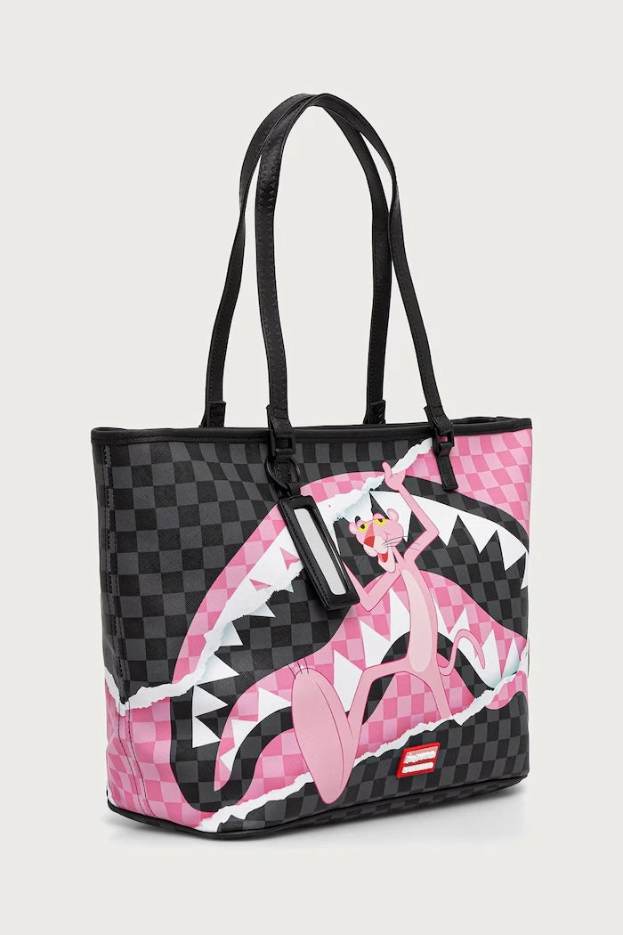 Sprayground - Pink Panther Schwarze Kunstleder Damen Einkaufstasche 910T9377NSZ