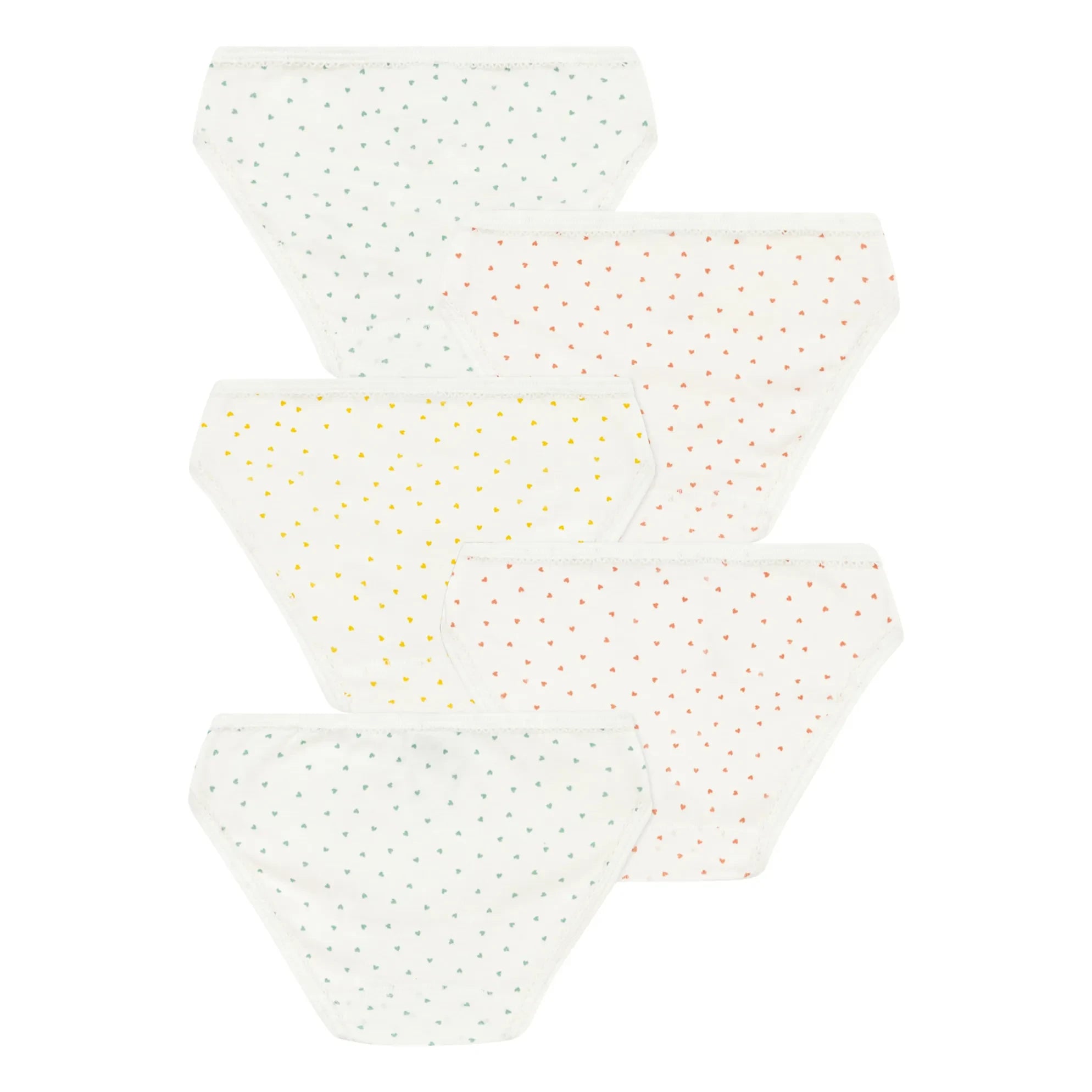 Petit Bateau - 5er-Pack Mini-Herz-Slips | Ecru