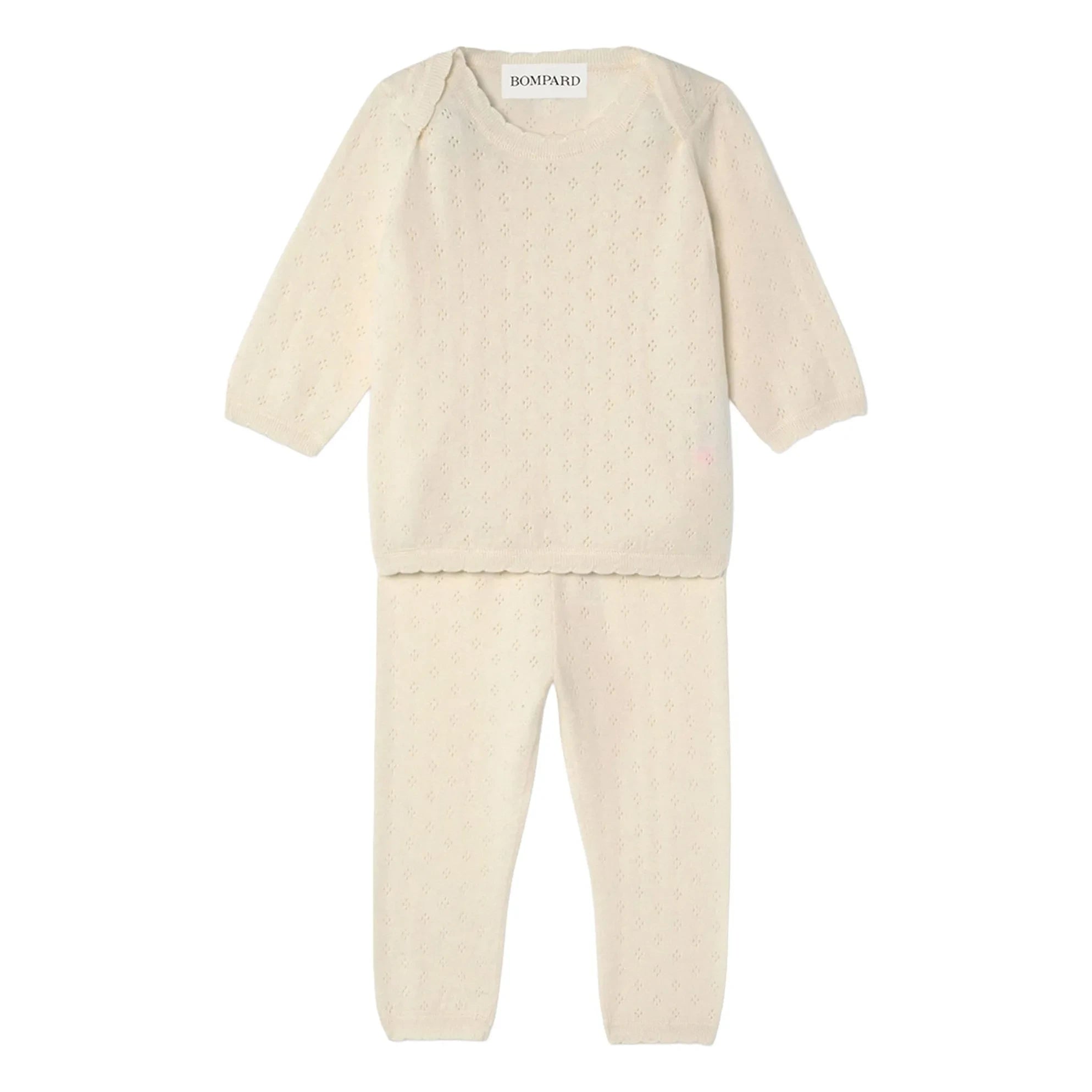 Bompard – Kaschmir-T-Shirt und -Hose mit Lochmuster | Creme