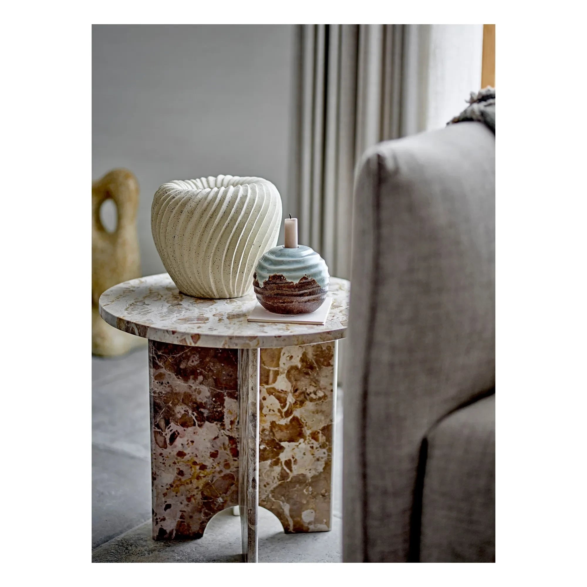 Bloomingville - Jasmia Marmor-Beistelltisch | Braun