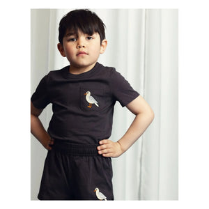 Mini Rodini - Seagull T-Shirt Bio-Baumwolle | Schwarz