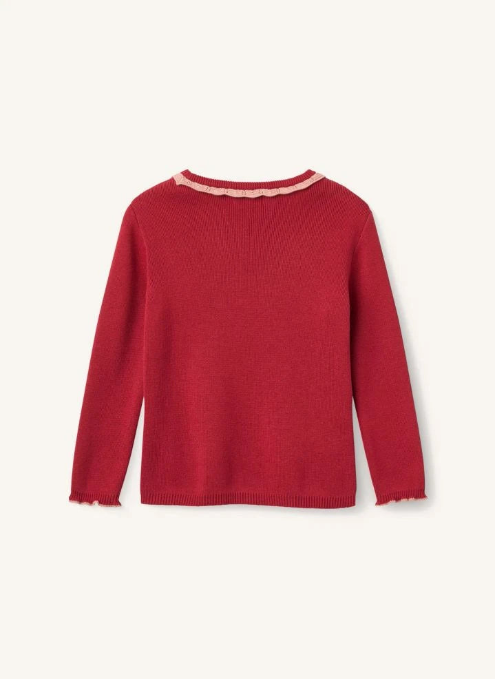 Copenhagen Colors - Organische Baumwoll-Kordelzugkragenpullover | Rot