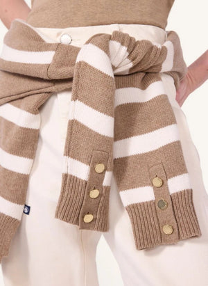 Petit Bateau - Gestreifter Wolle Rollkragenpullover | Beige