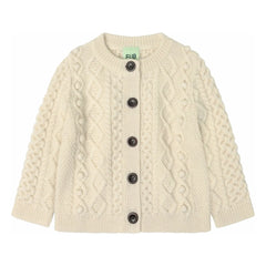 FUB - Aran Merino Wolle Baby Strickjacke | Ecru